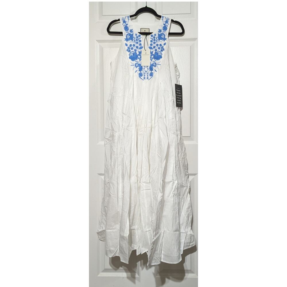 Tuckernuck White Cyprus Maxi Dress Large Floral Embroidered NWT Summer Vacation - Picture 5 of 10
